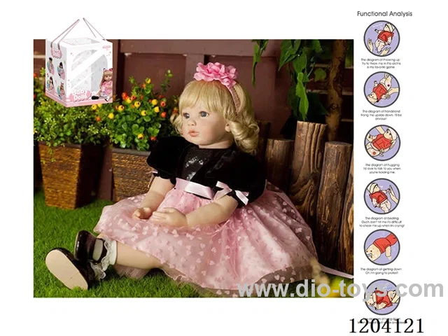 55cm simulation doll (wig) with bottle, magnetic nipple, diaper, birth card, with gravity sensing sound function.
