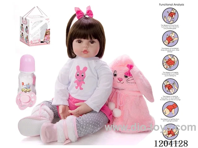 60cm simulation doll (wig) with bottle, magnetic nipple, diaper, birth card, and with gravity sensing sound function.