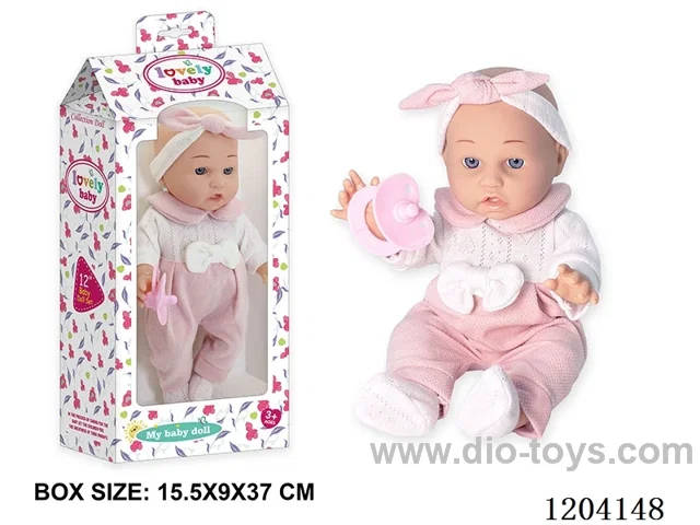 12 inch vinyl doll with pacifier