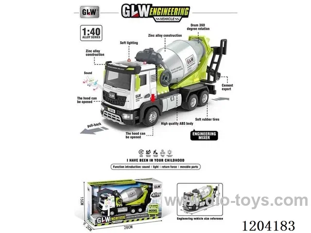 1:40 green alloy pull back stirring truck