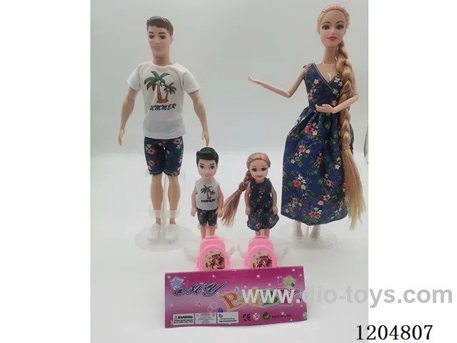 Parent-child 11.5-inch solid Barbie with 2 5-inch solid Barbie with school bag 2 mixes