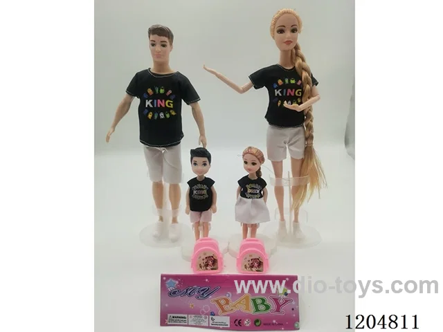 Parent-child 11.5-inch solid Barbie with 2 5-inch solid Barbie with school bag 2 mixes