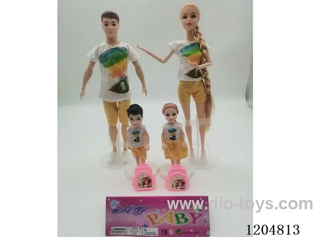 Parent-child 11.5-inch solid Barbie with 2 5-inch solid Barbie with school bag 2 mixes