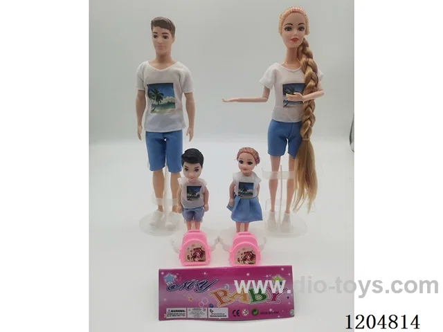 Parent-child 11.5-inch solid Barbie with 2 5-inch solid Barbie with school bag 2 mixes