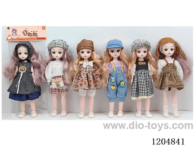 12 inch 30 cm 21 joints Solid 3D doll with real eyes wearing headdress Multi-mixed