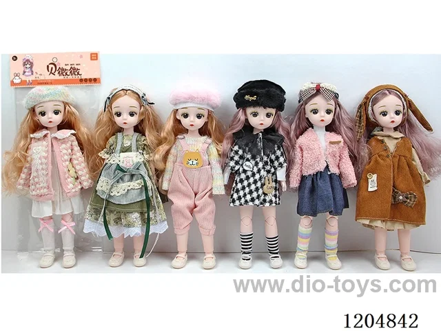 12 inch 30cm 21 jointed solid 3D doll with headdress Mixed bag