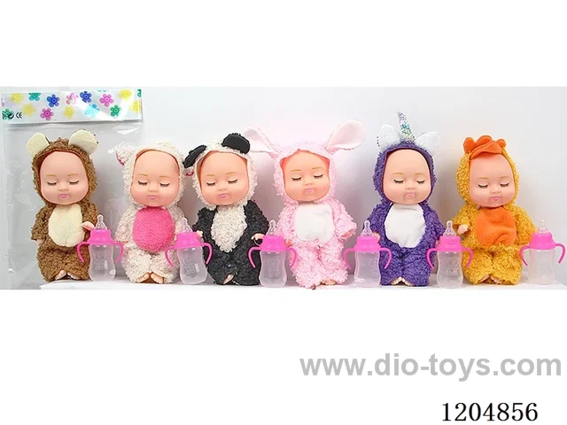 5 inch 14cm 5 joints Vinyl doll + bottle Multi-mixed