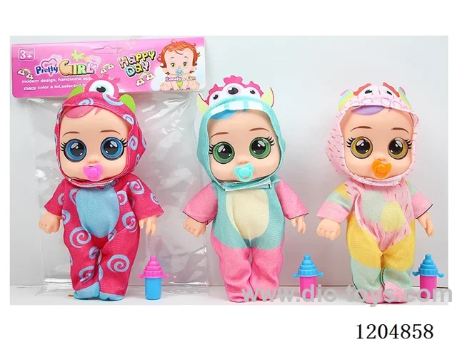 8 inch 19 cm 5 joints enameled 3D real eye doll with pacifier + bottle + IC (AG13 * 2) Multi-mixed