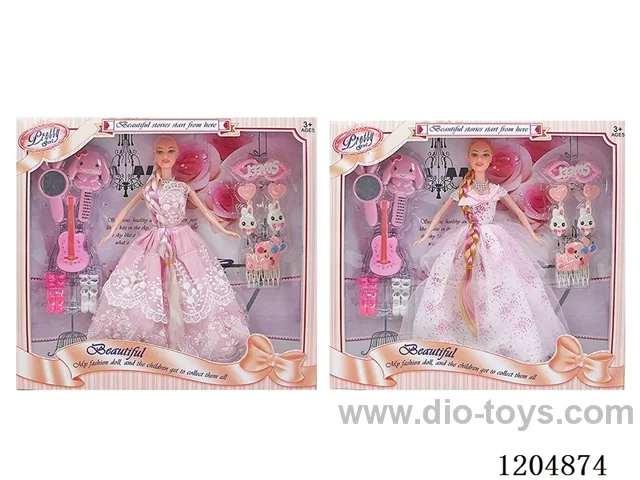 11.5 inch 30CM 5 joints solid color printing eye Barbie + plastic accessories two mixed packages