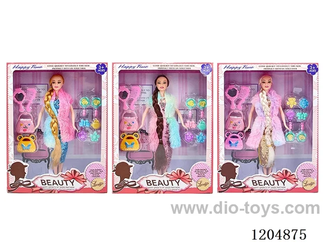 11.5 inch 30CM 5 joints solid color printing eye Barbie + plastic accessories three mixed packs