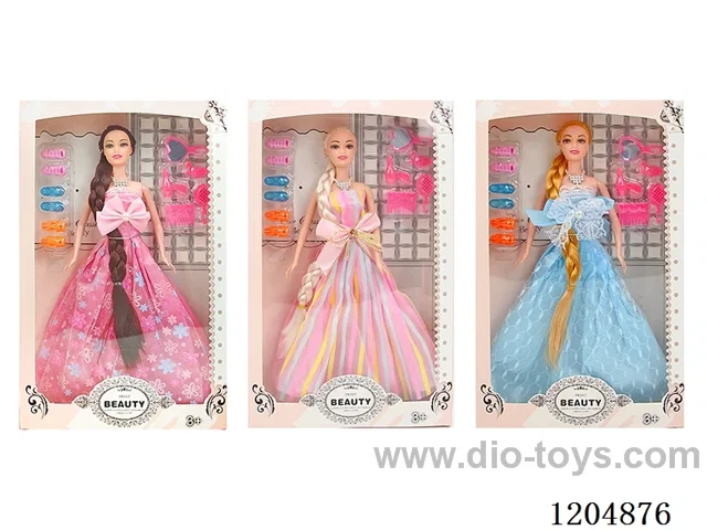 11.5 inch 30CM 5 joints Solid color printing eye Barbie+Blister accessories three mixes