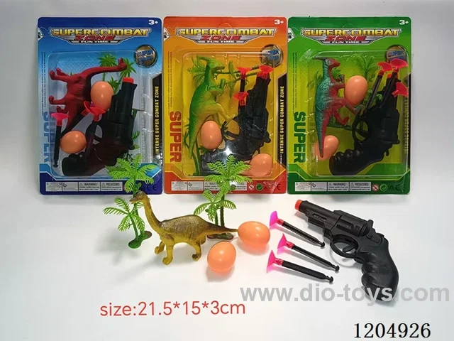 Simulation Scene 9pcs Revolver with 3 Needles, 1 Ancient Dinosaur, 2 Coconut Trees, 2 Dinosaur Eggs