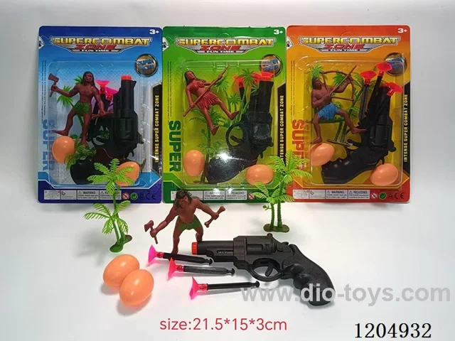 Revolver Needle Gun with 3 Needles, 1 Ancient Savage Simulation, 2 Coconut Trees, 2 Dinosaur Eggs