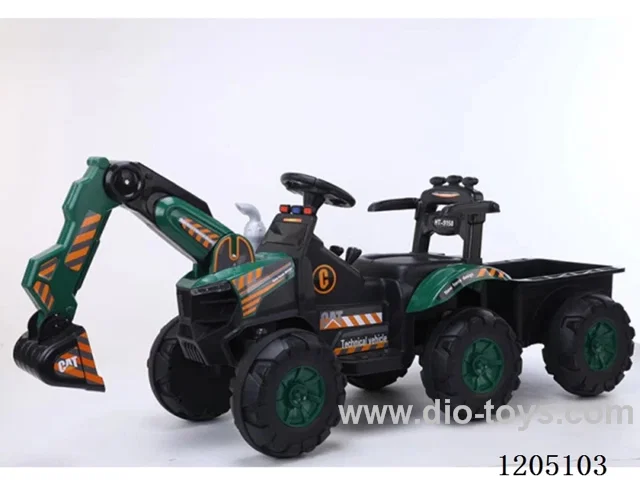 excavator/Electric excavator, early education function, music, stories, children's songs, battery display, USB port, MP3 port, with remote control, (remote control can control the excavator arm) 6V7 battery, 380 motor, dual drive (this model is a top of the line excavator with a rear bucket)