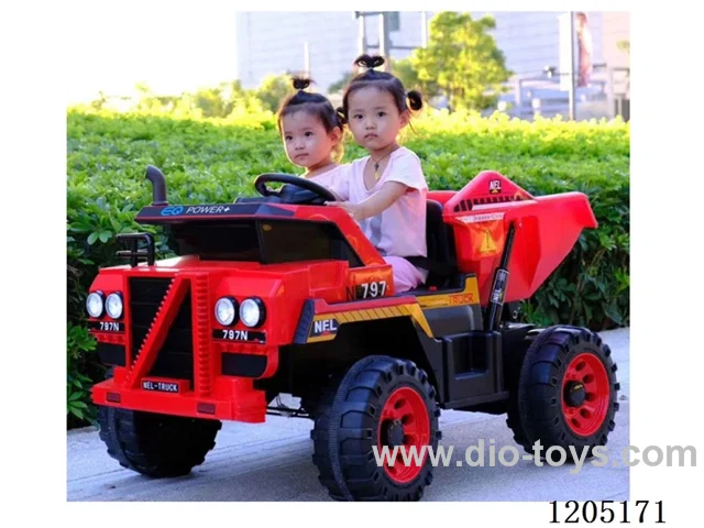 Construction truck/Large battery (12V7A * 1), four-wheel drive 12V (390 * 4), one click start, quick installation of steering wheel, USB interface, MP3 port, high and low speed, dynamic music, LED lights, electric tipping bucket, four-wheel suspension, front and rear sway, mobile phone remote contro