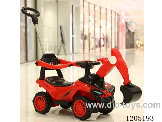 Children's sliding push handle excavator