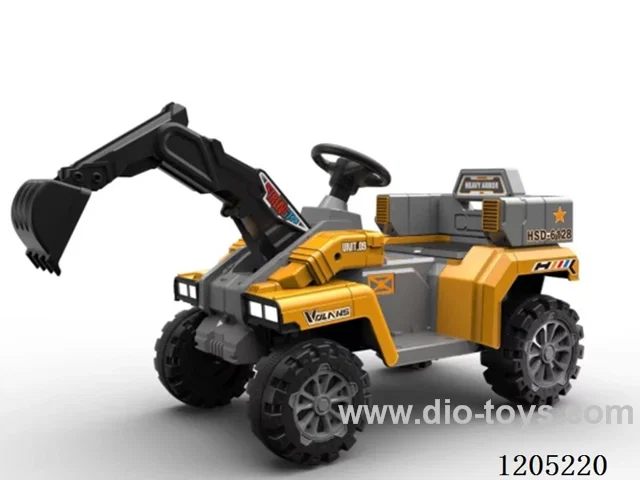 Children's large excavator/Fully electric operated digging arm, anti slip tires, dynamic music, LDE lighting, 12V4.5 battery, upgraded seat belt semi surround seat, 1 * 380 motor
