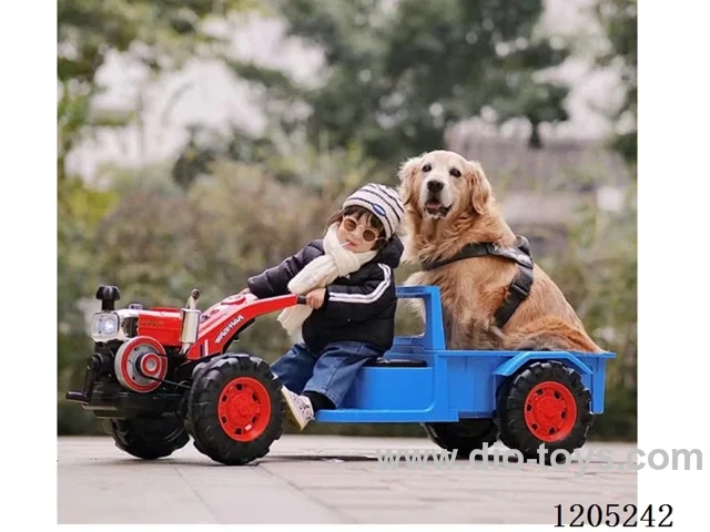 Walking tractor/MP3 socket, dual drive 380 motor, early education function, Tang poetry, with flash, simulated tires, chimney, exhaust pipe, vehicle big bucket 1.8 meters