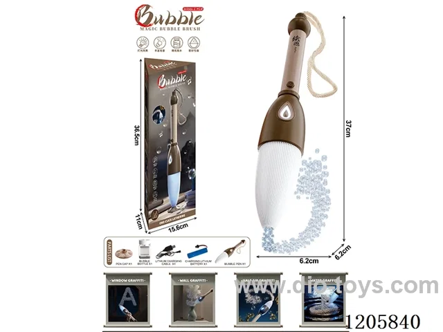 Traditional brown magic bubble brush (with 1 bottle of 30ml bubble water)
