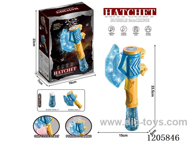 Blue and yellow axe bubble (with 1 bottle of 130ml bubble water)