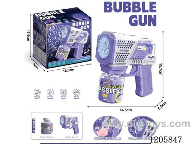 Automatic purple mechanical bubble gun (with 1 bottle of 90ml bubble water)