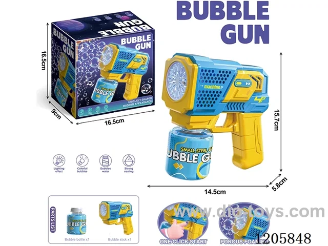 Automatic blue mechanical bubble gun (with 1 bottle of 90ml bubble water)