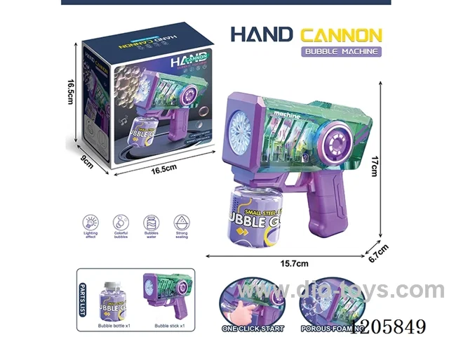 Automatic transparent purple mechanical bubble gun (with 1 bottle of 90ml bubble water)
