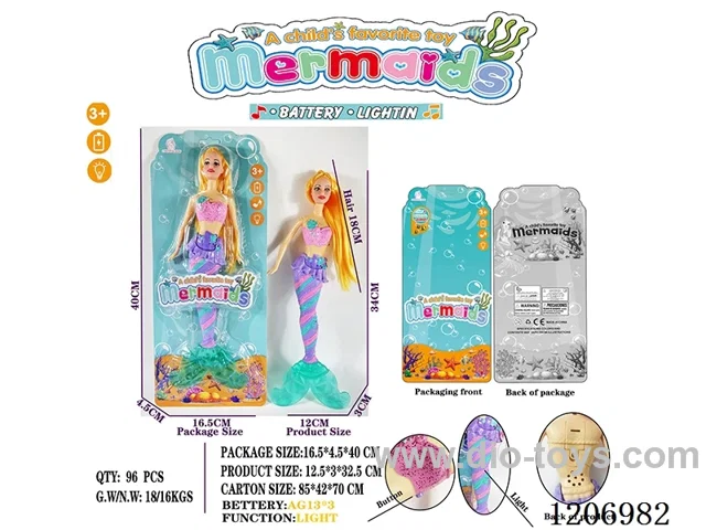 13.5 inch 18CM long hair lights mermaid Barbie (including battery/single pack)