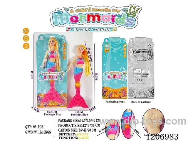 13.5 inch 18CM long hair lights mermaid Barbie (including battery/single pack)