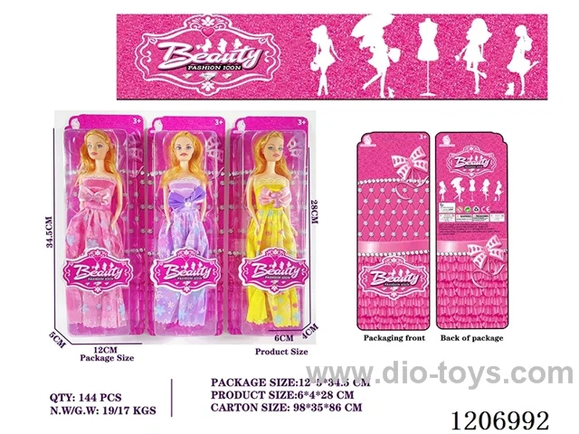 11.5 inch 6-joint full-length dress Barbie (3 colors mixed)