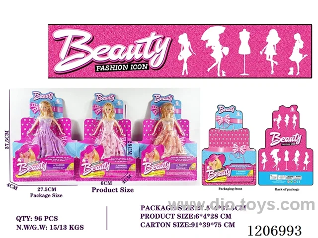 11.5 inch 6-joint dress Barbie (3-color mixed to Pack)