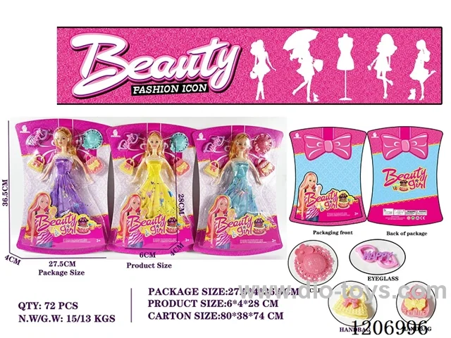 11.5 inch 6-joint Barbie+accessories (3-color mixed to Pack)