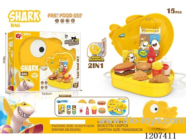 Shark fast food set small backpack