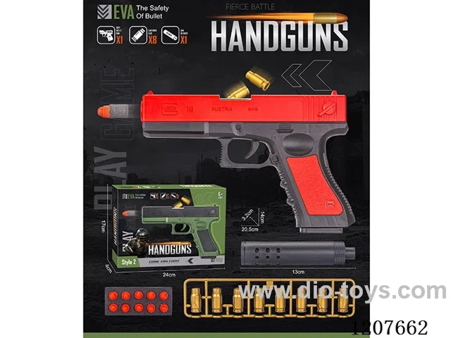 Glock (black and red) hand-fired soft gun