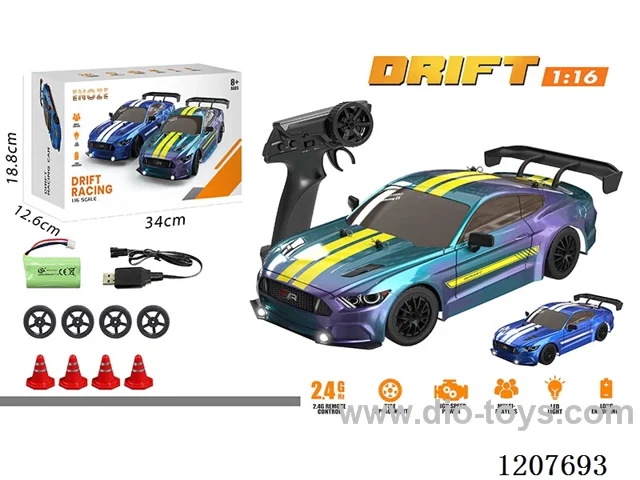 1: 16-Mustang full-scale drift RC car-purple/blue includes battery