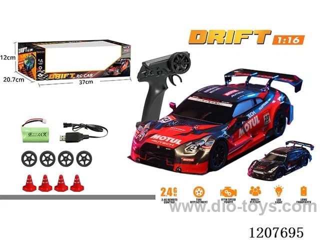 1: 16-GTR Semi-proportional Drift RC Vehicle-Red includes battery