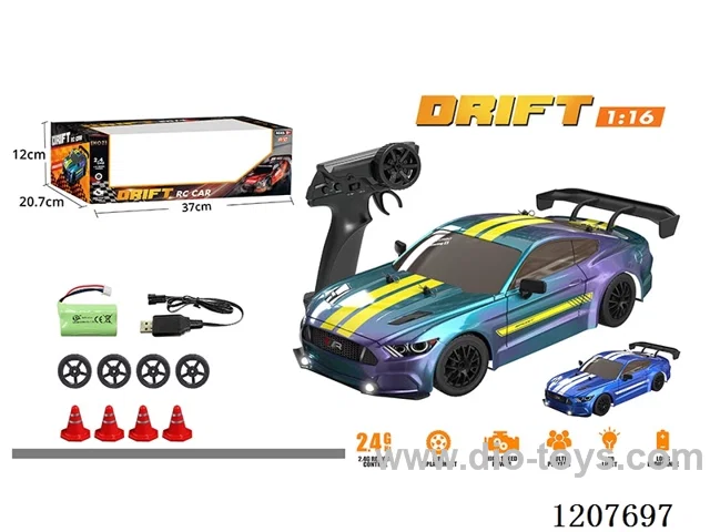 1: 16-Mustang full-scale drift RC car-purple/blue includes battery