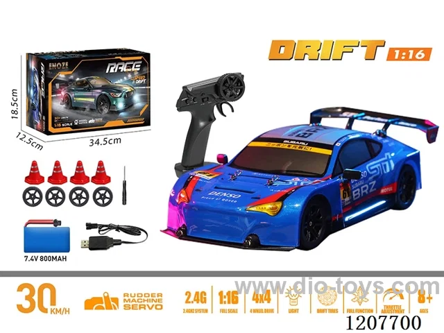 1: 16-BRZ Subaru Full Scale Drift RC Vehicle-Blue includes battery