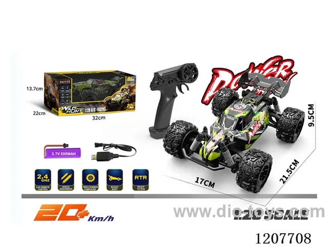 1:20 RC racing car-green includes battery.