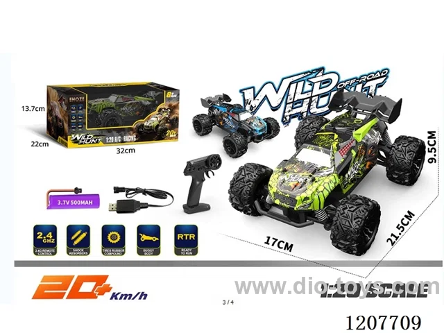 1:20 RC semi-truck racing car-green/blue with battery.