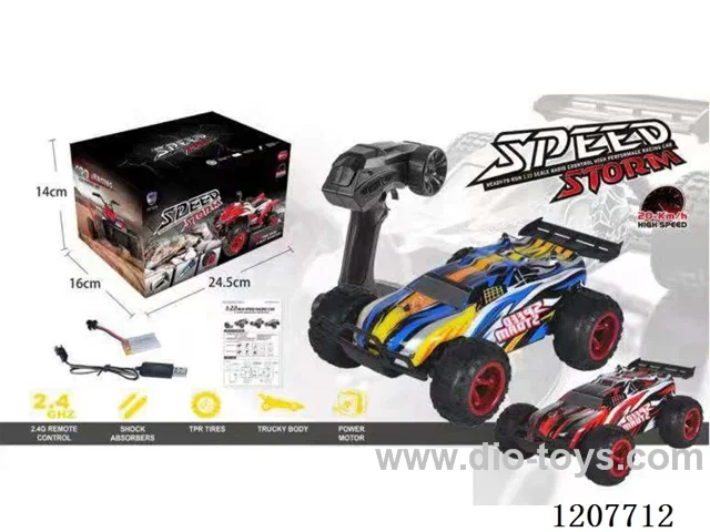 1:22 RC semi-truck racing car-red/yellow with battery.