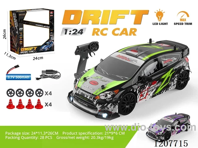 1: 24 Half Proportional Drift Ford RC Car-Green/Purple Including Battery