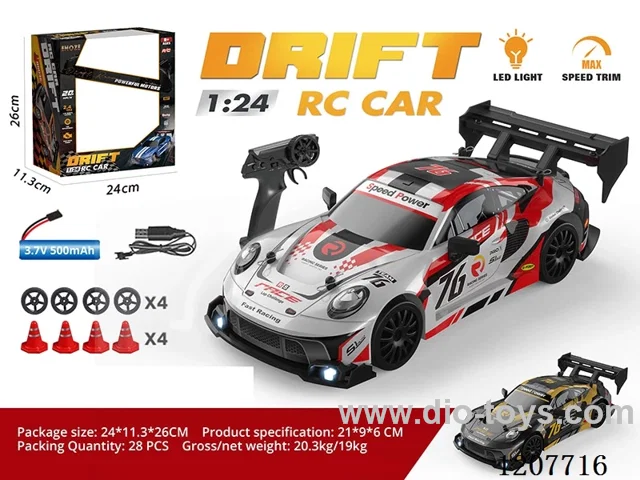 1: 24 Half Proportional Drift Porsche RC Car-Red/Black Gold Including Battery