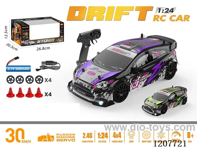 1: 24 Full-scale drift car Ford RC car-purple/green including battery