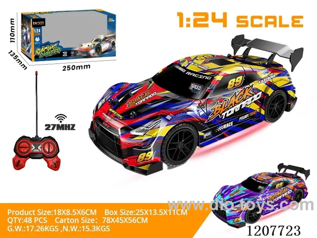 1:24 drift racing car with light (27Mhz- excluding battery) red/purple
