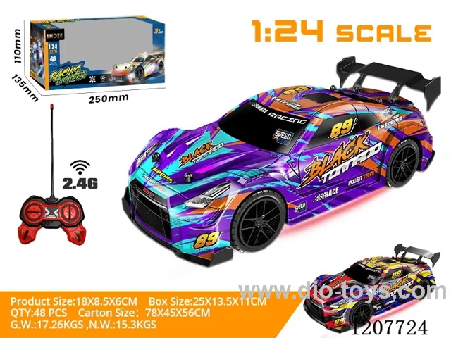 1:24 Drift racing car with light (2.4G- excluding battery) red/purple