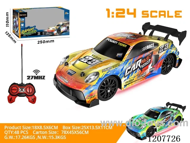 1:24 Drift racing car with lights (27Mhz- excluding batteries) Green/Orange