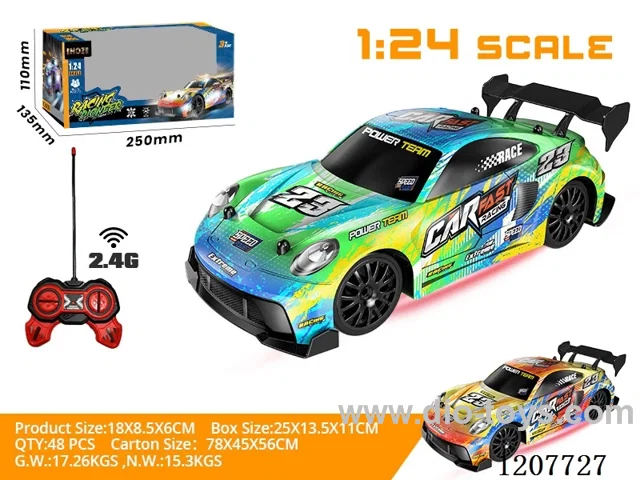 1:24 Drift racing car with light (2.4G- excluding battery) green/orange