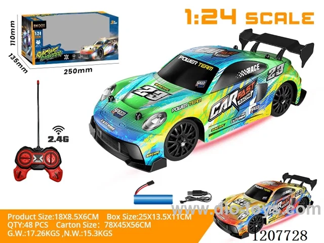 1:24 Drift racing car with light (2.4G- including battery) green/orange