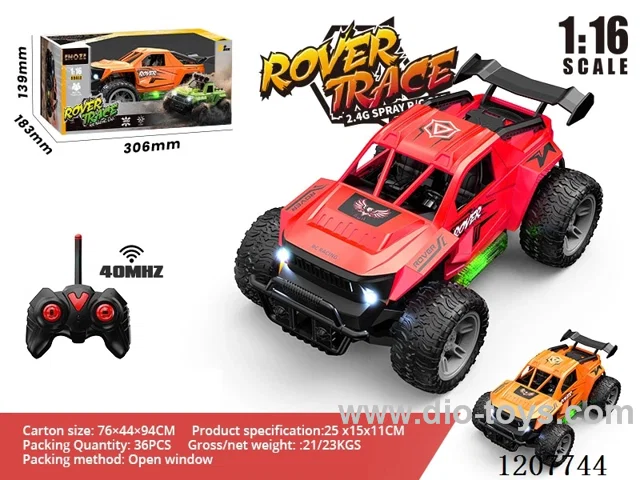 1:16 four-way off-road vehicle with lights (excluding batteries) red/orange